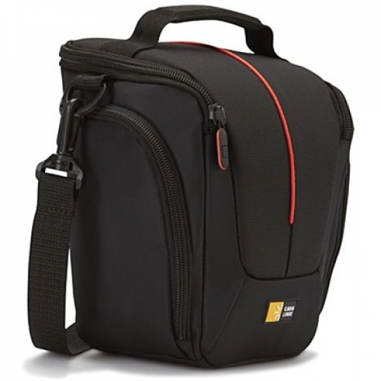 Case Logic | DCB-306 SLR Camera Bag | Black | * Designed to fit an SLR camera with standard zoom lens attached * Internal zippered pocket stores memory cards, filter or lens cloth * Side zippered pockets store an extra battery, cables, lens cap, or small 