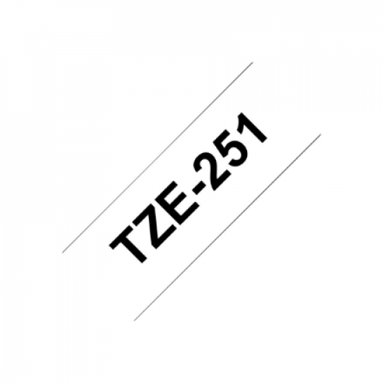 Brother | TZ-251 Laminated Tape | Black on White | TZe | 8 m | 2.4 cm