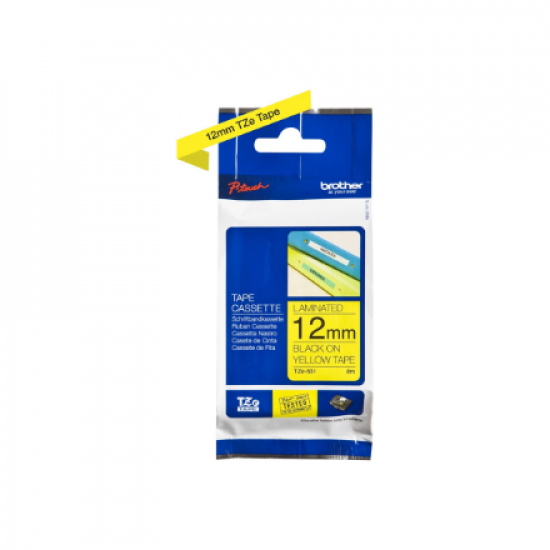Brother | TZe-631 Laminated Tape | Black on Yellow | TZe | 8 m | 1.2 cm