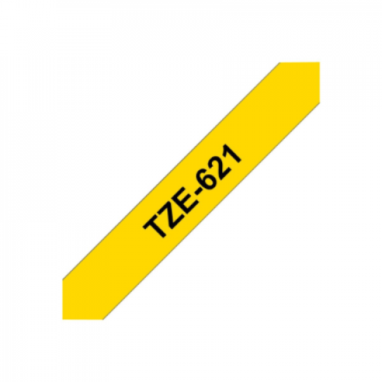 Brother | TZe-621 Laminated Tape | Black on Yellow | TZe | 8 m | 9 cm