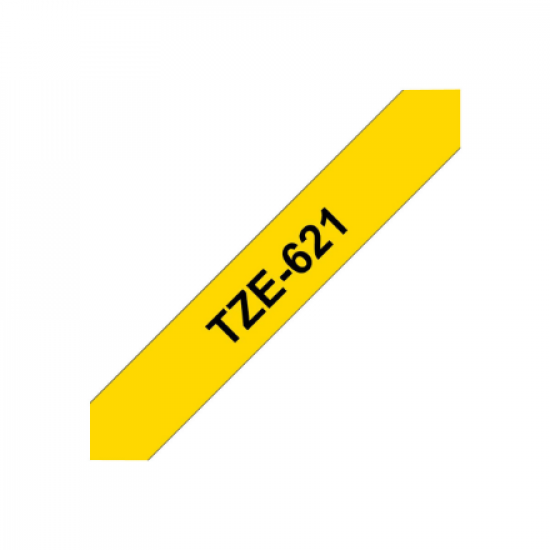 Brother | TZe-621 Laminated Tape | Black on Yellow | TZe | 8 m | 9 cm