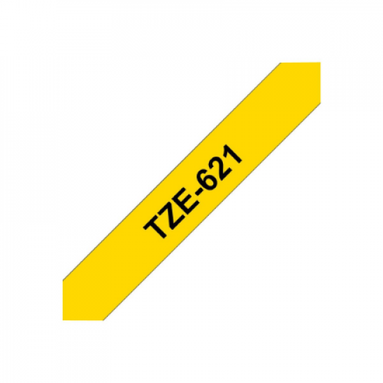 Brother | TZe-621 Laminated Tape | Black on Yellow | TZe | 8 m | 9 cm