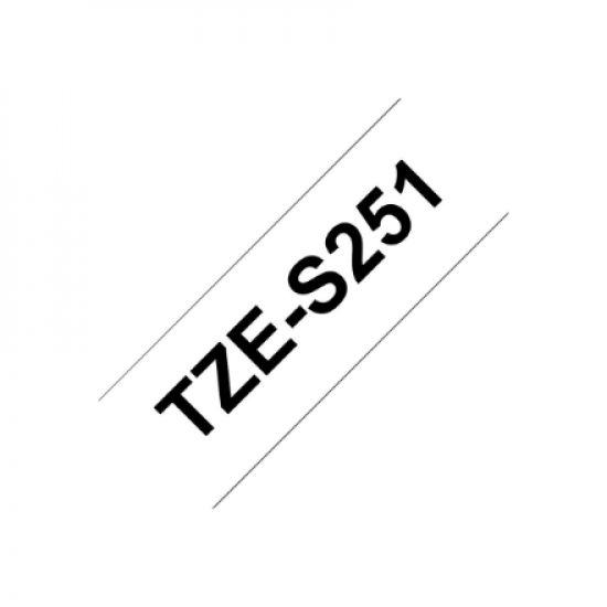 Brother | TZe-S251 Strong Adhesive Laminated Tape | Black on White | TZe | 8 m | 2.4 cm