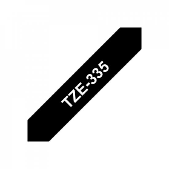 Brother | TZe-335 Laminated Tape | White on Black | TZe | 8 m | 1.2 cm