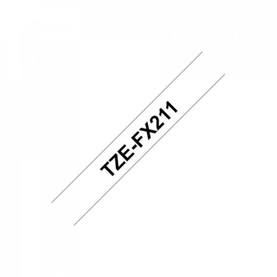 Brother | TZe-FX211 Flexible ID Laminated Tape | Black on White | TZe | 8 m | 0.6 cm