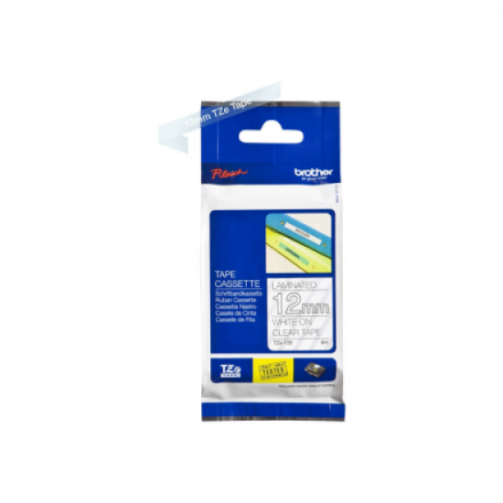 Brother | TZe-135 Laminated Tape | White on Clear | TZe | 8 m | 1.2 cm