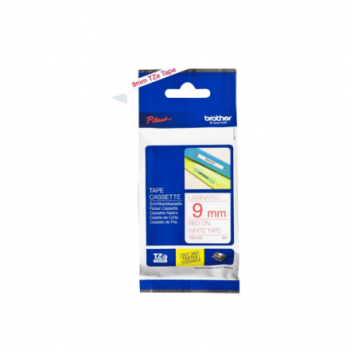 Brother | TZe-222 Laminated Tape | Red on White | TZe | 8 m | 9 cm