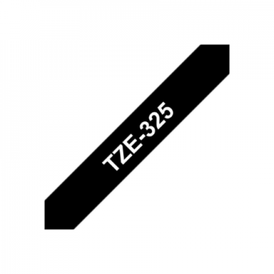 Brother | TZe-325 Laminated Tape | White on Black | TZe | 8 m | 9 cm