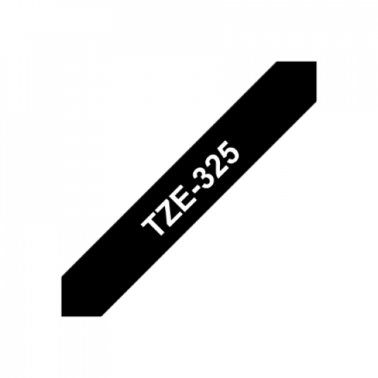 Brother | TZe-325 Laminated Tape | White on Black | TZe | 8 m | 9 cm