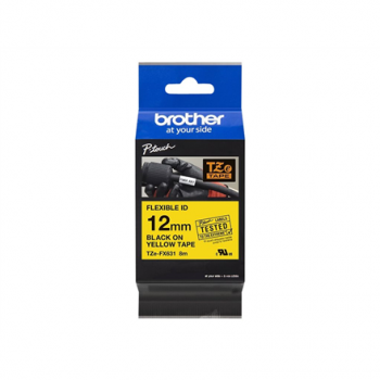 Brother | TZe-FX631 Flexible ID Laminated Tape | Black on Yellow | TZe | 8 m | 1.2 cm