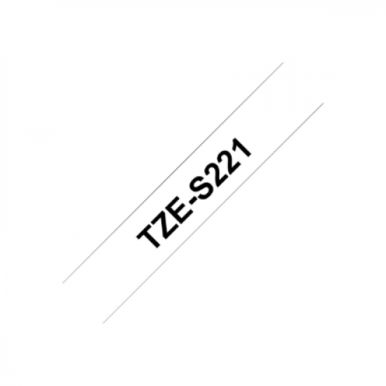Brother | TZe-S221 Strong Adhesive Laminated Tape | Black on White | TZe | 8 m | 9 cm