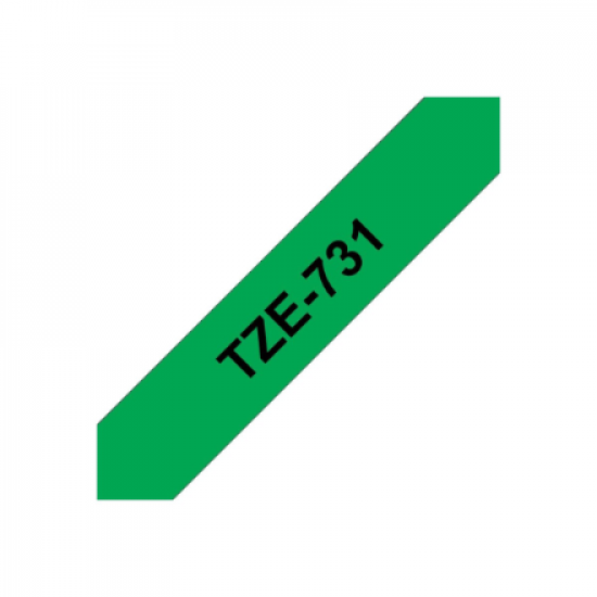 Brother | TZe-731 Laminated Tape | Black on Green | TZe | 8 m | 1.2 cm
