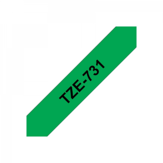 Brother | TZe-731 Laminated Tape | Black on Green | TZe | 8 m | 1.2 cm
