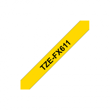 Brother | TZe-FX611 Flexible ID Laminated Tape | Black on Yellow | TZe | 8 m | 6 cm