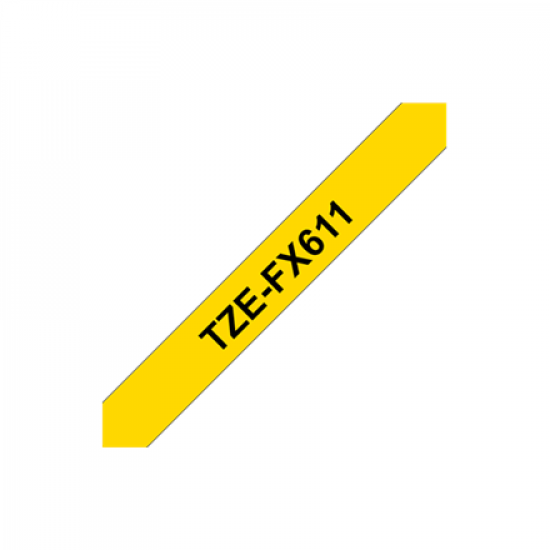 Brother | TZe-FX611 Flexible ID Laminated Tape | Black on Yellow | TZe | 8 m | 6 cm