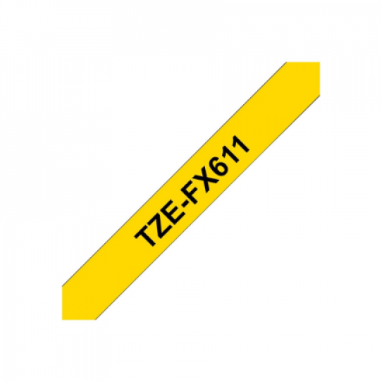 Brother | TZe-FX611 Flexible ID Laminated Tape | Black on Yellow | TZe | 8 m | 6 cm