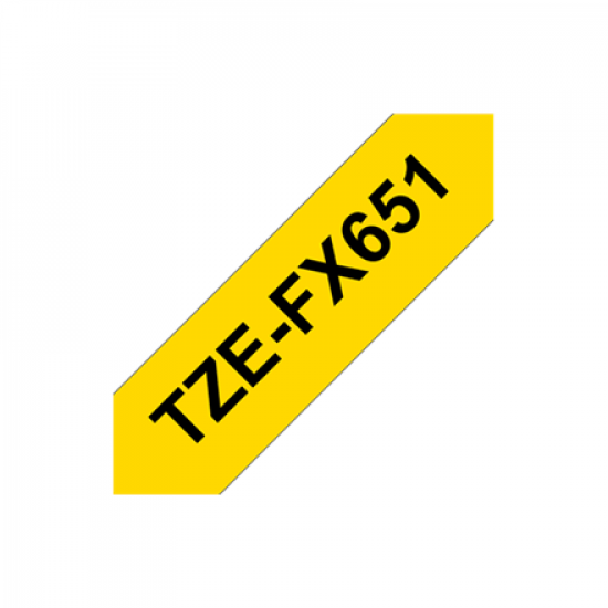 Brother | TZe-FX651 Flexible ID Laminated Tape | Black on Yellow | TZe | 8 m | 2.4 cm