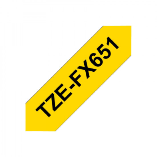 Brother | TZe-FX651 Flexible ID Laminated Tape | Black on Yellow | TZe | 8 m | 2.4 cm