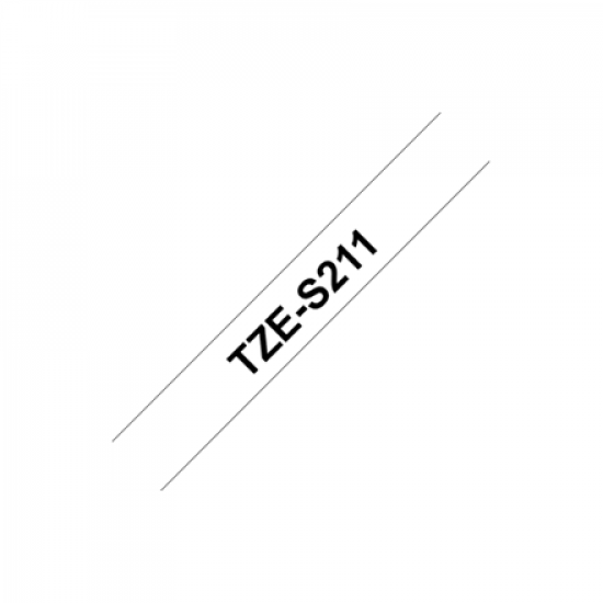 Brother | TZe-S211 Strong Adhesive Laminated Tape | Black on White | TZe | 8 m | 6 cm