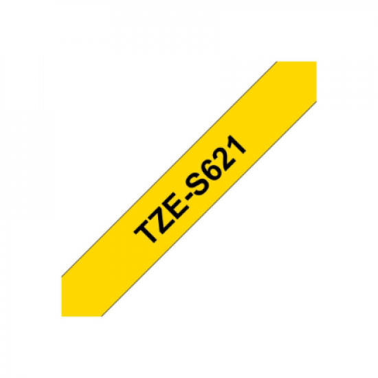 Brother | TZe-S621 Strong Adhesive Laminated Tape | Black on Yellow | TZe | 8 m | 9 cm