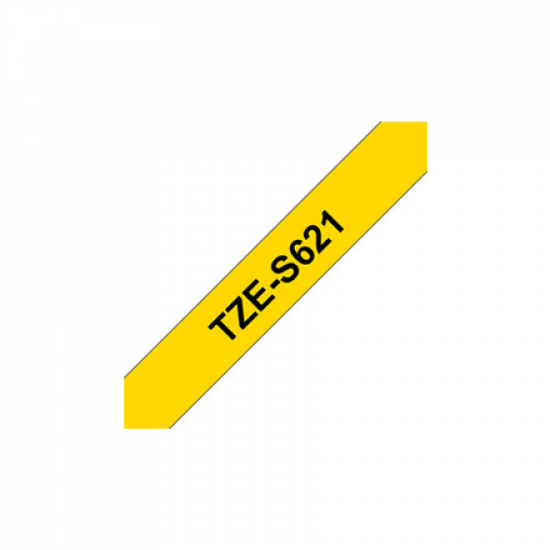 Brother | TZe-S621 Strong Adhesive Laminated Tape | Black on Yellow | TZe | 8 m | 9 cm