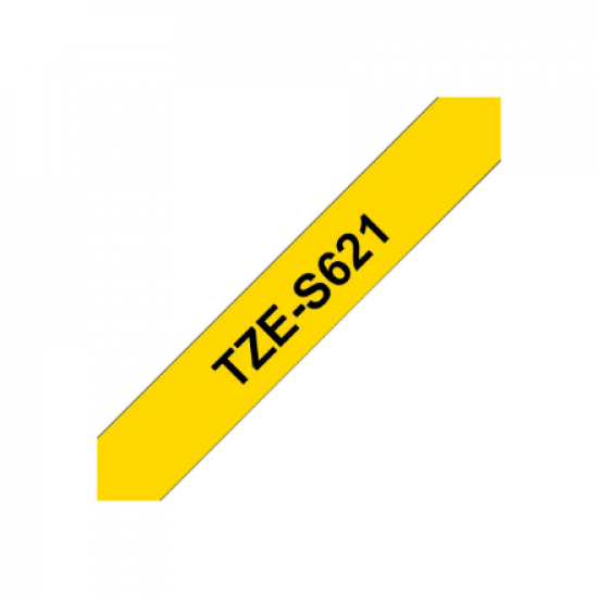 Brother | TZe-S621 Strong Adhesive Laminated Tape | Black on Yellow | TZe | 8 m | 9 cm