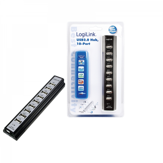 Logilink | USB 2.0 Hub-10 port whit power adapter