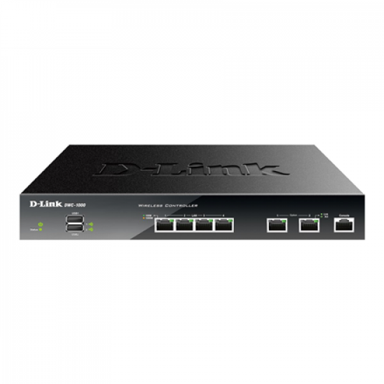 D-Link | WLAN Controller | DWC-1000 | No Wi-Fi | 10/100/1000 Mbit/s | Ethernet LAN (RJ-45) ports 4 | MU-MiMO No | no PoE | 2xUSB 2.0