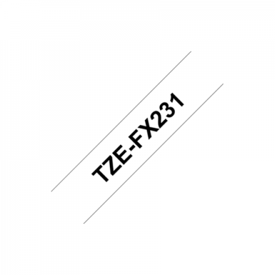 Brother | TZe-FX231 Flexible ID Laminated Tape | Black on White | TZe | 8 m | 1.2 cm