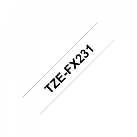 Brother | TZe-FX231 Flexible ID Laminated Tape | Black on White | TZe | 8 m | 1.2 cm