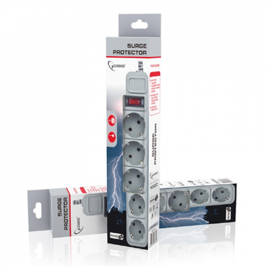 Gembird SPG3-B-6C surge protector, 5 sockets, 6ft