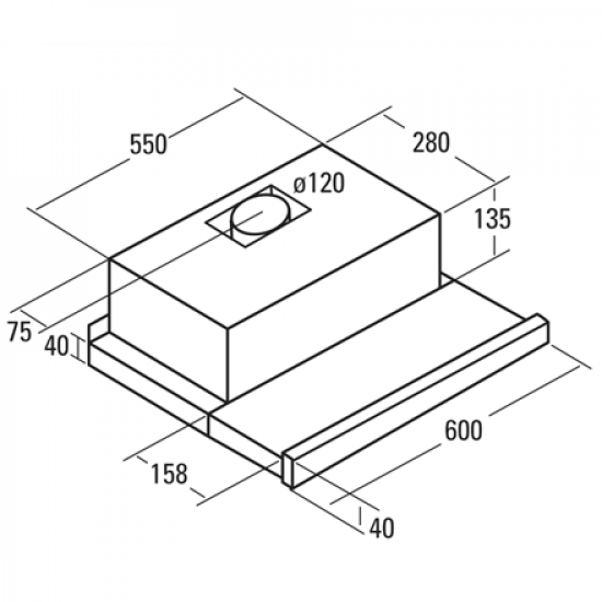 CATA | Hood | TF-5260/C | Telescopic | Energy efficiency class E | Width 60 cm | 325 m³/h | Mechanical | Black