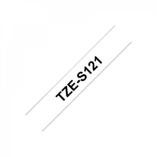 Brother | TZe-S121 Strong Adhesive Laminated Tape | Black on Clear | TZe | 8 m | 9 cm