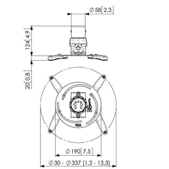 Vogels | Projector Ceiling mount | Turn, Tilt | Silver
