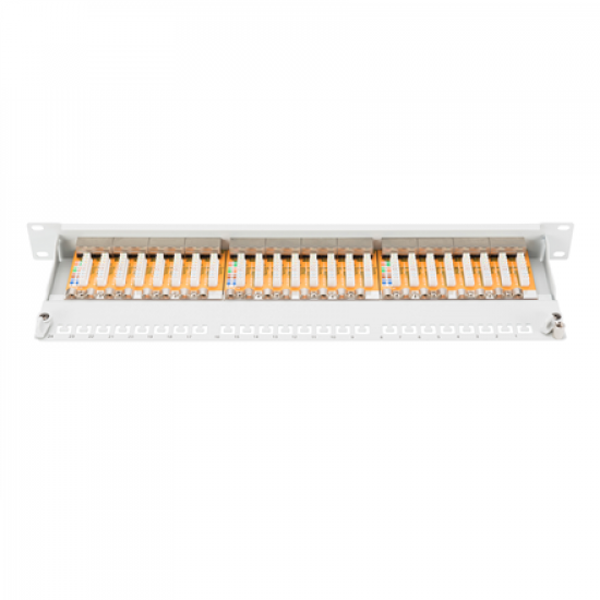 Digitus | Patch Panel | DN-91624S | White | Category: CAT 6; Ports: 24 x RJ45; Retention strength: 7.7 kg; Insertion force: 30N max | 48.2 x 4.4 x 10.9 cm