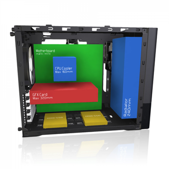 Fractal Design | NODE 804 | Side window | 2 - USB 3.0Audio in/outPower button with LED (white)HDD activity LED (white) | Black | Micro ATX