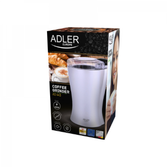 Adler | AD 443 | 150 W | Coffee beans capacity 70 g | Number of cups 8 pc(s) | Stainless steel