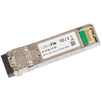 MikroTik S+31DLC10D SFP+ Single-Mode Fiber Dual LC 10/100/1000/10000 Mbit/s Wavelength 1310 nm Maximum transfer distance 10000 m -40 to +70C