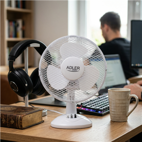 Adler | AD 7302 | Desk Fan | White | Diameter 23 cm | Number of speeds 2 | Oscillation | 60 W | No