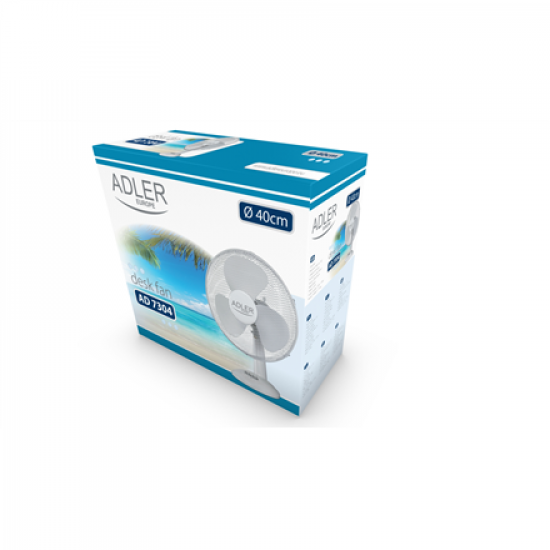 Adler | AD 7304 | Desk Fan | White | Diameter 40 cm | Number of speeds 3 | Oscillation | 45 W | No