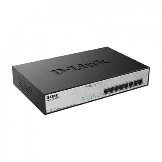 D-Link | Switch | DGS-1008MP | Unmanaged | Rack mountable | Gigabit Ethernet (copper) ports quantity 8 | Power over Ethernet (PoE) ports quantity 8 | Power supply type Single | 24 month(s)