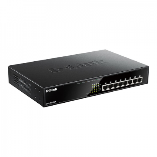 D-Link | Switch | DGS-1008MP | Unmanaged | Rack mountable | Gigabit Ethernet (copper) ports quantity 8 | Power over Ethernet (PoE) ports quantity 8 | Power supply type Single | 24 month(s)