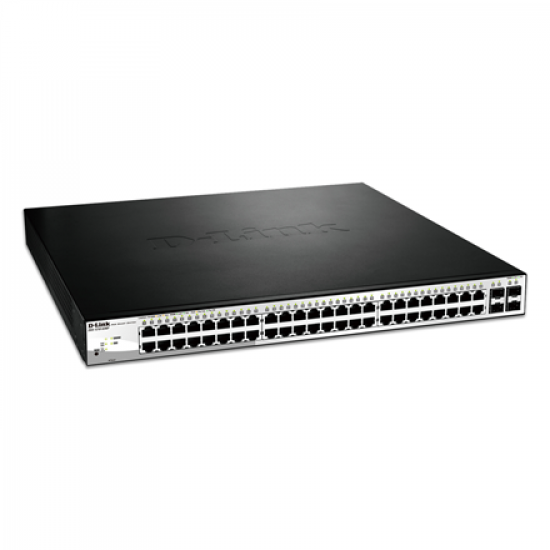 D-Link | Switch | DGS-1210-52MP | Web Management | Rack mountable | Gigabit Ethernet (copper) ports quantity 48 | SFP ports quantity 4 | Power over Ethernet (PoE) ports quantity 40 | PoE/Poe+ ports quantity 8 | Power supply type Single | 24 month(s)