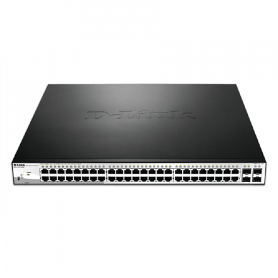 D-Link | Switch | DGS-1210-52MP | Web Management | Rack mountable | Gigabit Ethernet (copper) ports quantity 48 | SFP ports quantity 4 | Power over Ethernet (PoE) ports quantity 40 | PoE/Poe+ ports quantity 8 | Power supply type Single | 24 month(s)