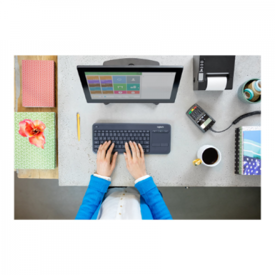 Logitech | K400 Plus | Keyboard with Trackpad | Wireless | US | Black | USB port