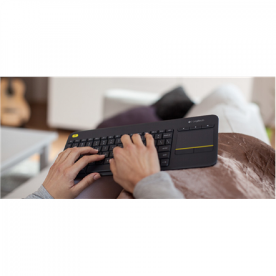 Logitech | K400 Plus | Keyboard with Trackpad | Wireless | US | Black | USB port
