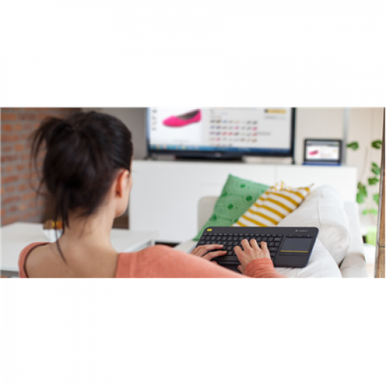 Logitech | K400 Plus | Keyboard with Trackpad | Wireless | US | Black | USB port