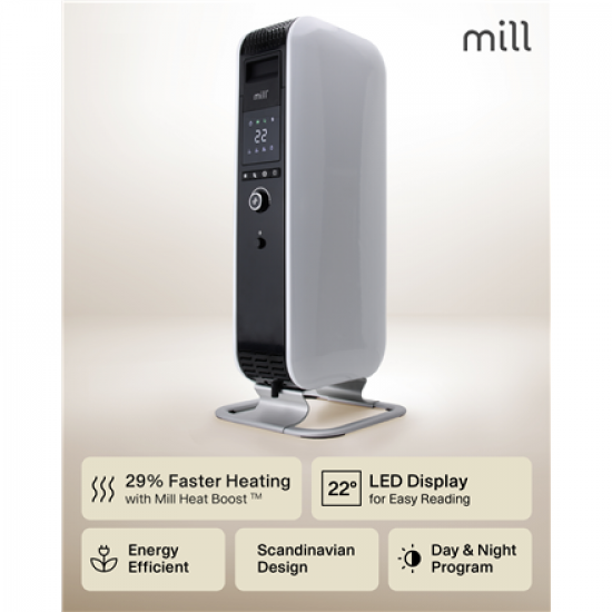 Mill | Heater | AB-H1000DN | Oil Filled Radiator | 1000 W | Number of power levels 3 | Suitable for rooms up to 12-16 m³ | White