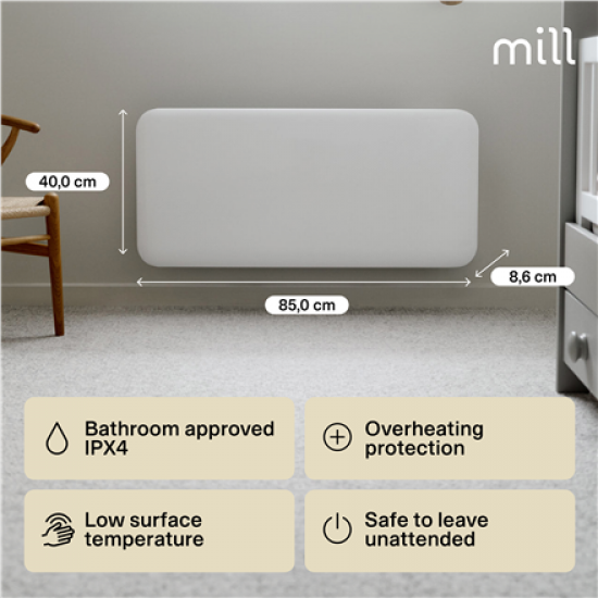 Mill | Heater | IB900DN Steel | Panel Heater | 900 W | Number of power levels 1 | Suitable for rooms up to 11-15 m² | White | N/A