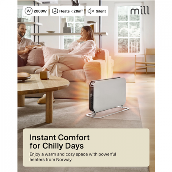 Mill | Heater | SG2000LED | Convection Heater | 2000 W | Number of power levels 3 | Suitable for rooms up to 5-20 m² | White